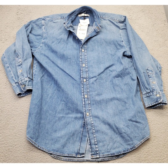 Zara Other - Zara Casual Shirt Mens XS Blue Denim Relaxed Fit Long-Sleeve Collared Button Up